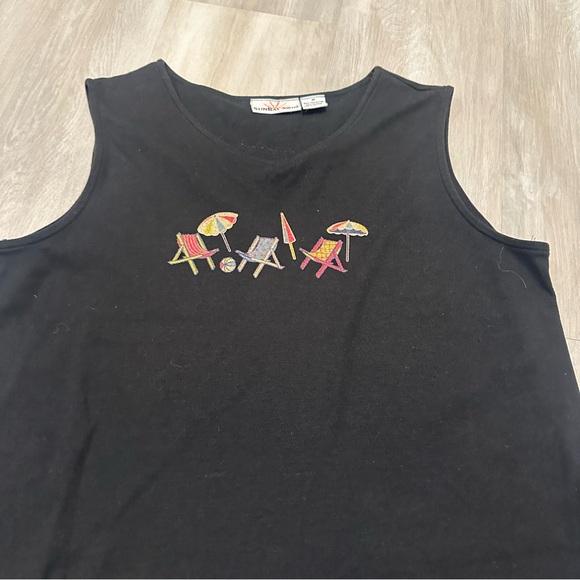 Sunbay Swim Black Swim Coverup Beach Chair Embroidered Dress Sz M - Picture 4 of 5